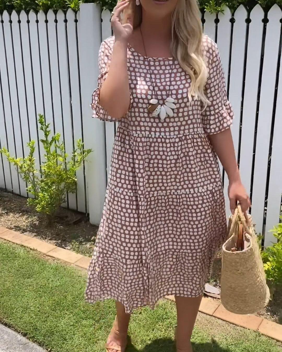 Michelle – Classic Short-Sleeve Midi Dress