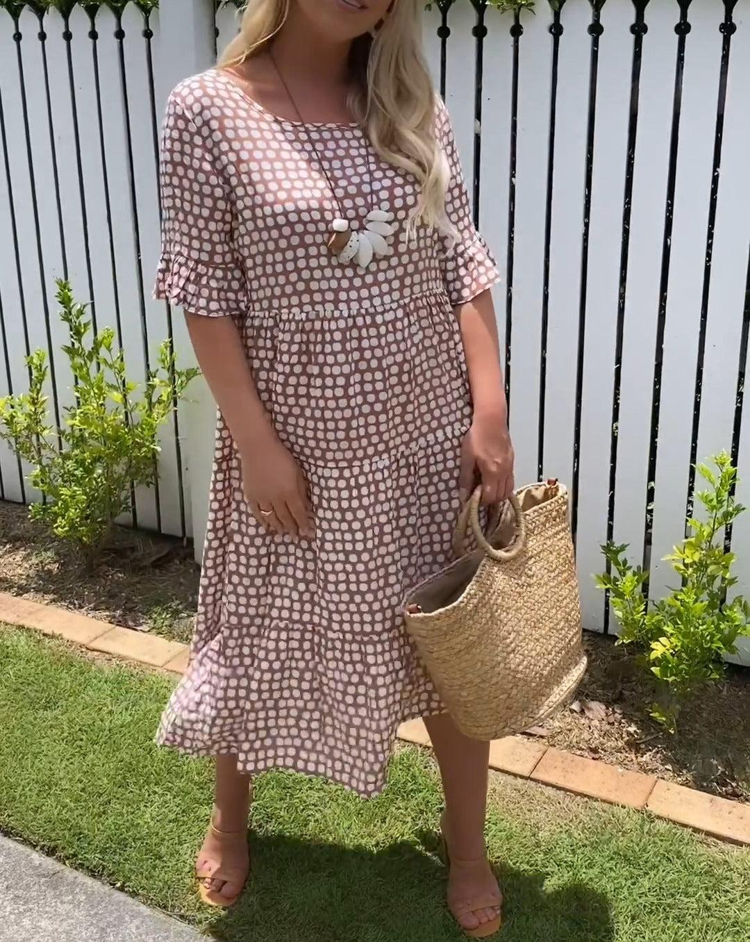 Michelle – Classic Short-Sleeve Midi Dress