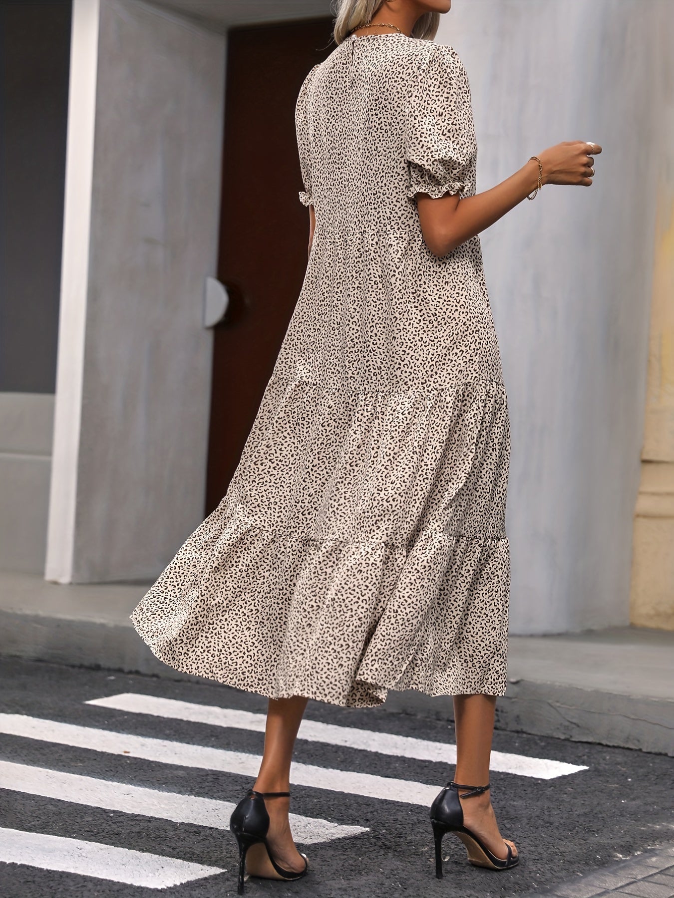 Adelina – Tiered Puff Sleeve Midi Dress