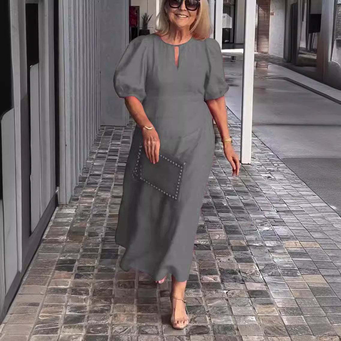 Carla – Elegant Puff-Sleeve Midi Dress