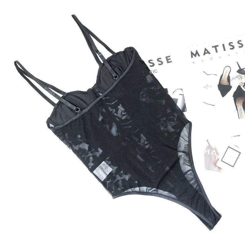 Céline | Embroidered Corset-Inspired Lace Bodysuit
