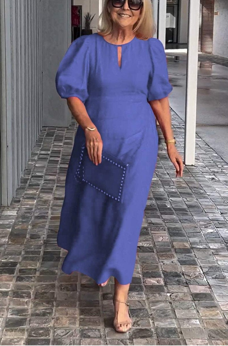 Carla – Elegant Puff-Sleeve Midi Dress