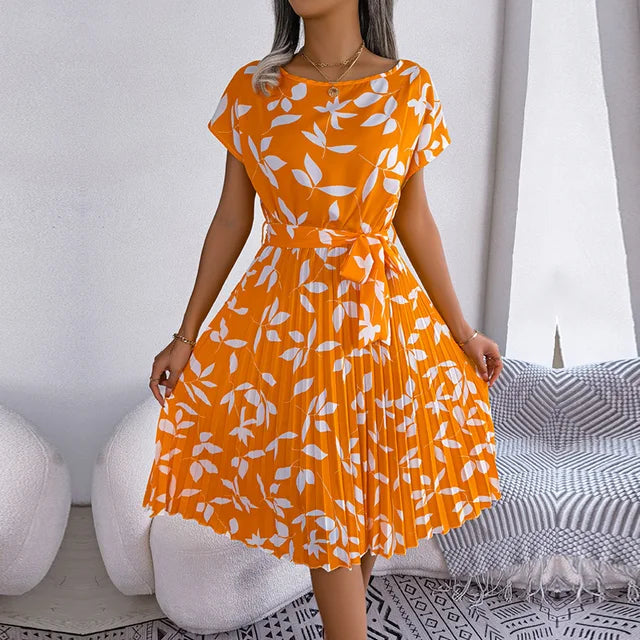 Anabelle – Feminine Floral Pleated Dress for Every Occasion