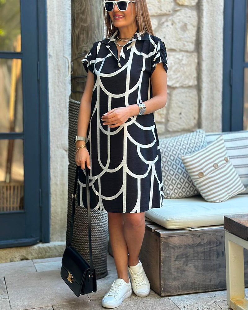Briar – Chic Geometric Print Polo Dress