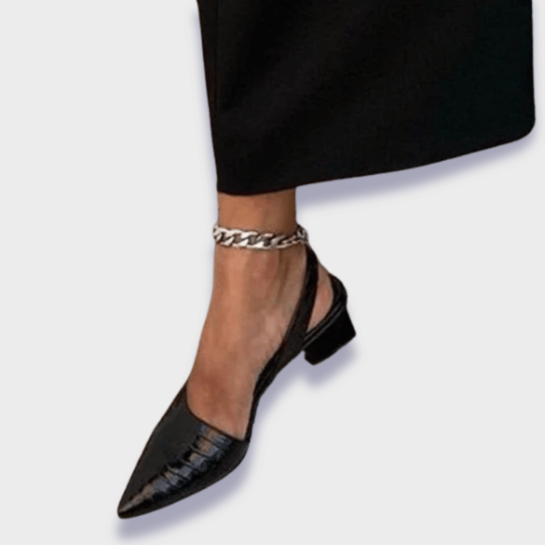 Aloura - Classic Low-Heel Synthetic Leather Pumps