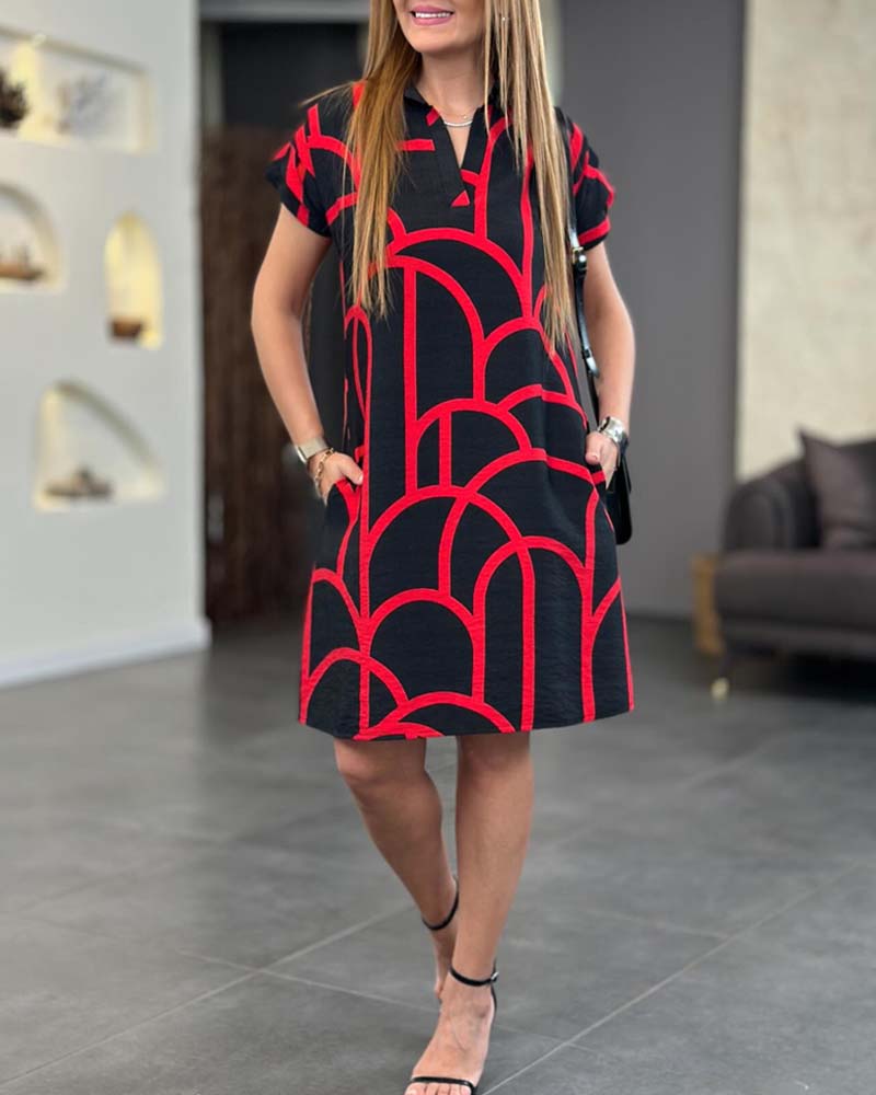 Briar – Chic Geometric Print Polo Dress