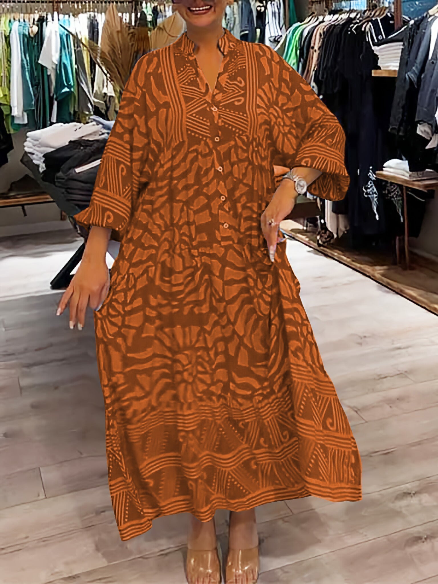 Irene – Bold & Vibrant Printed Midi Dress