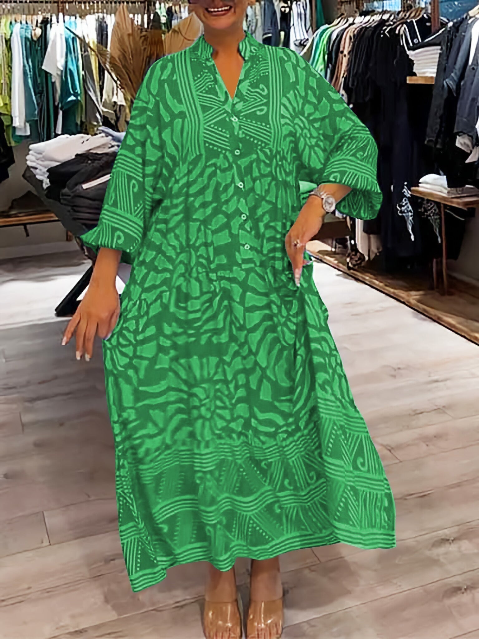 Irene – Bold & Vibrant Printed Midi Dress