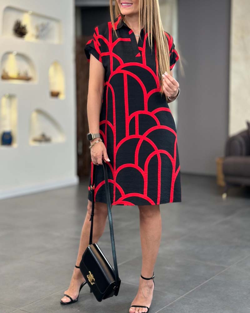 Briar – Chic Geometric Print Polo Dress