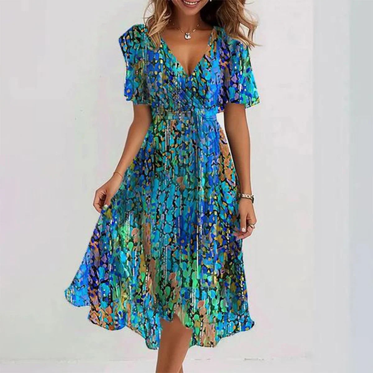 Liza – Colorburst Abstract Elegance Dress