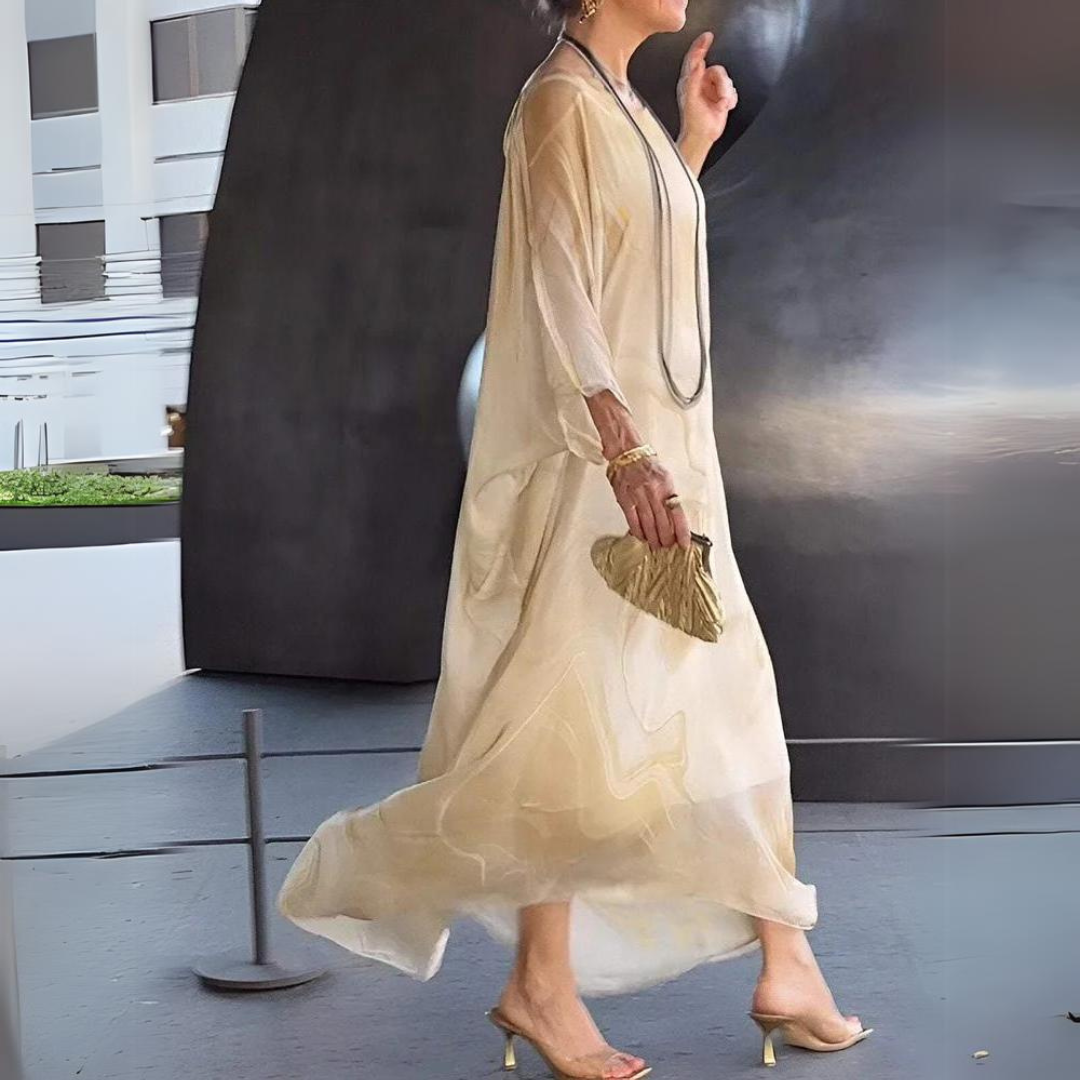 Laura – Enchanting Silk Chiffon Midi Dress