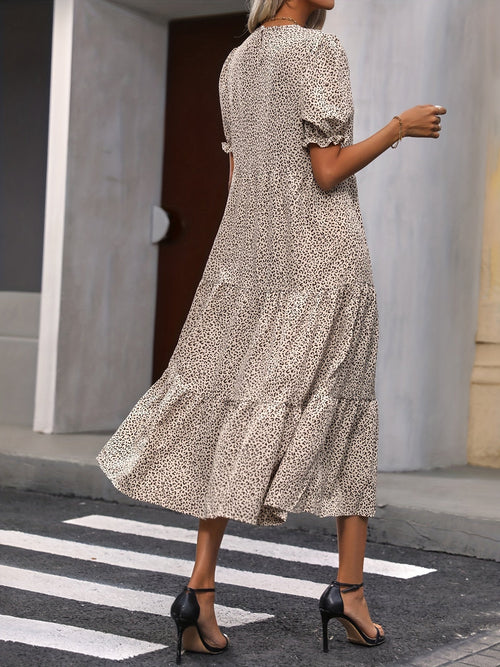 Adelina – Tiered Puff Sleeve Midi Dress