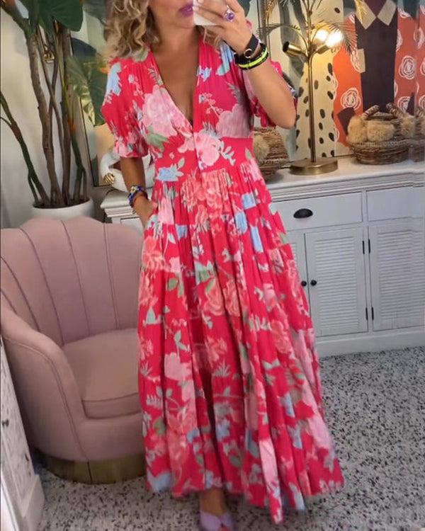FLORIANA – Bloom floral Vibrant Summer Dress