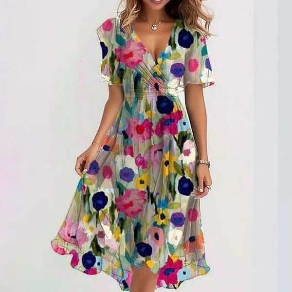 Liza – Colorburst Abstract Elegance Dress