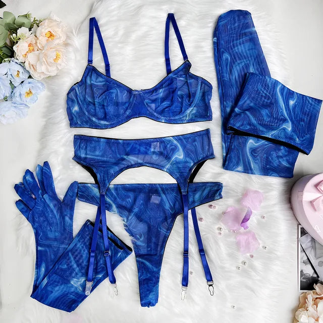Serena | Vibrant 5-Piece Tie-Dye Lingerie Set