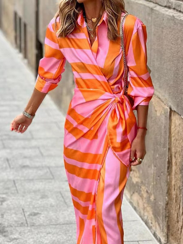Solana – Printed Wrap Dress with Flowy Elegance