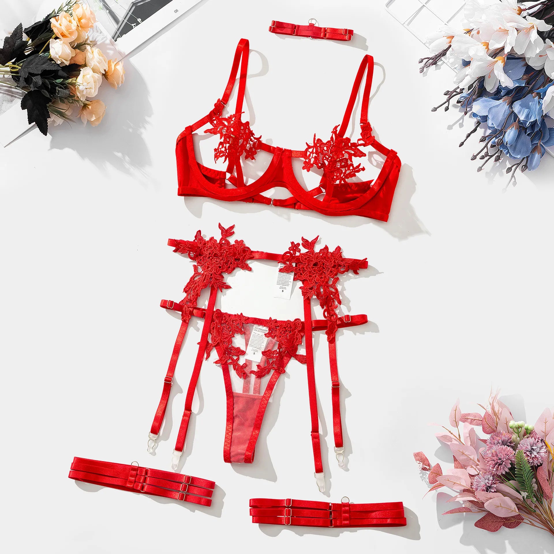 Elena | Timeless 3-Piece French Lace Lingerie Set