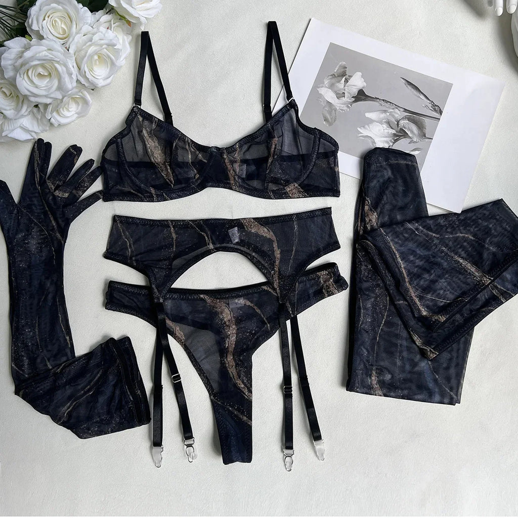 Serena | Vibrant 5-Piece Tie-Dye Lingerie Set