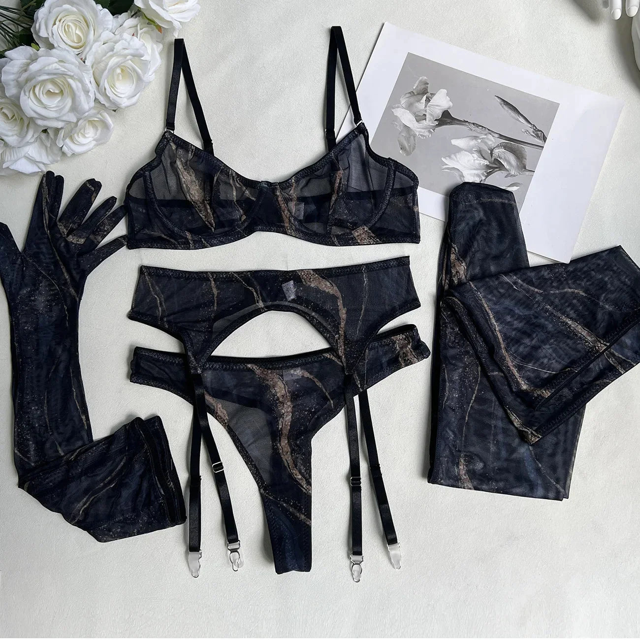 Serena | Vibrant 5-Piece Tie-Dye Lingerie Set