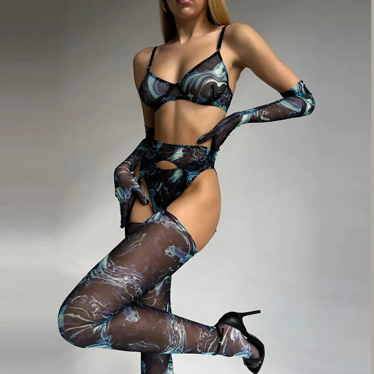 Serena | Vibrant 5-Piece Tie-Dye Lingerie Set