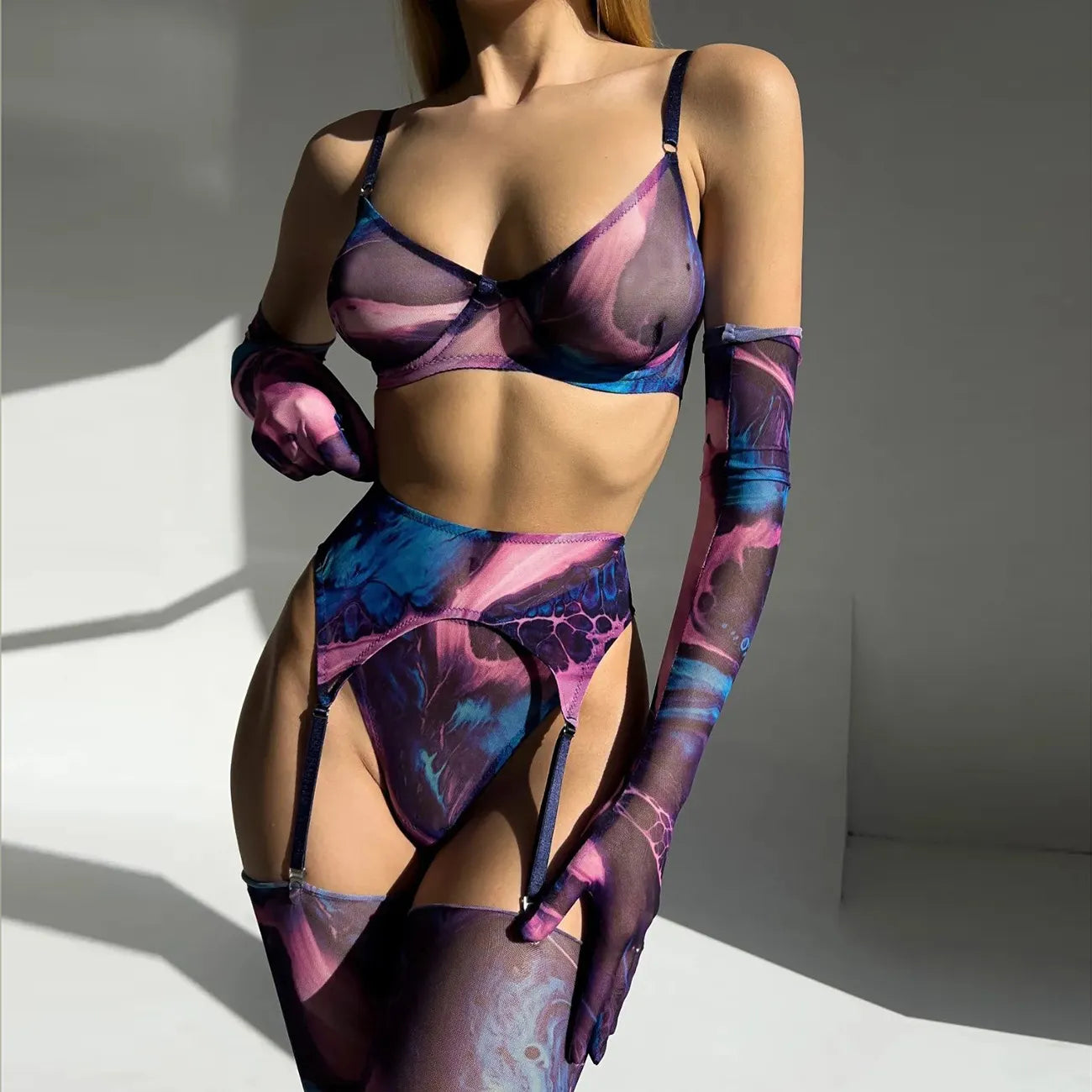Serena | Vibrant 5-Piece Tie-Dye Lingerie Set