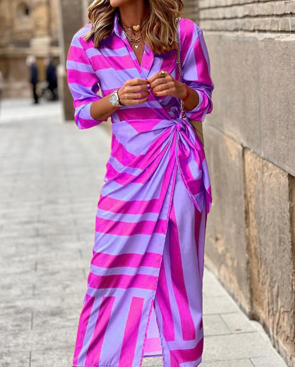 Solana – Printed Wrap Dress with Flowy Elegance