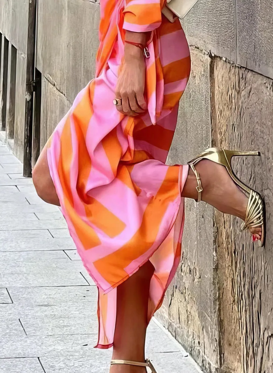 Solana – Printed Wrap Dress with Flowy Elegance