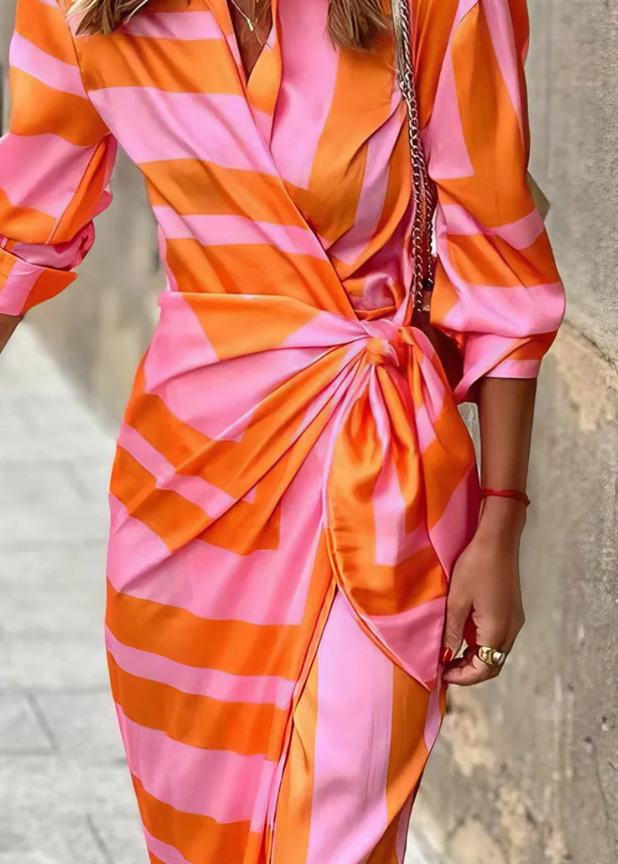 Solana – Printed Wrap Dress with Flowy Elegance