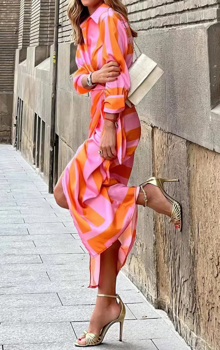 Solana – Printed Wrap Dress with Flowy Elegance