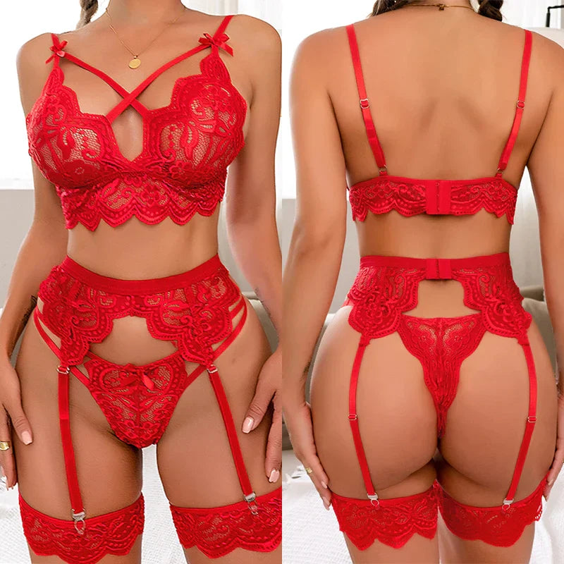 Mariana | Elegant 3-Piece French Lace Lingerie Set