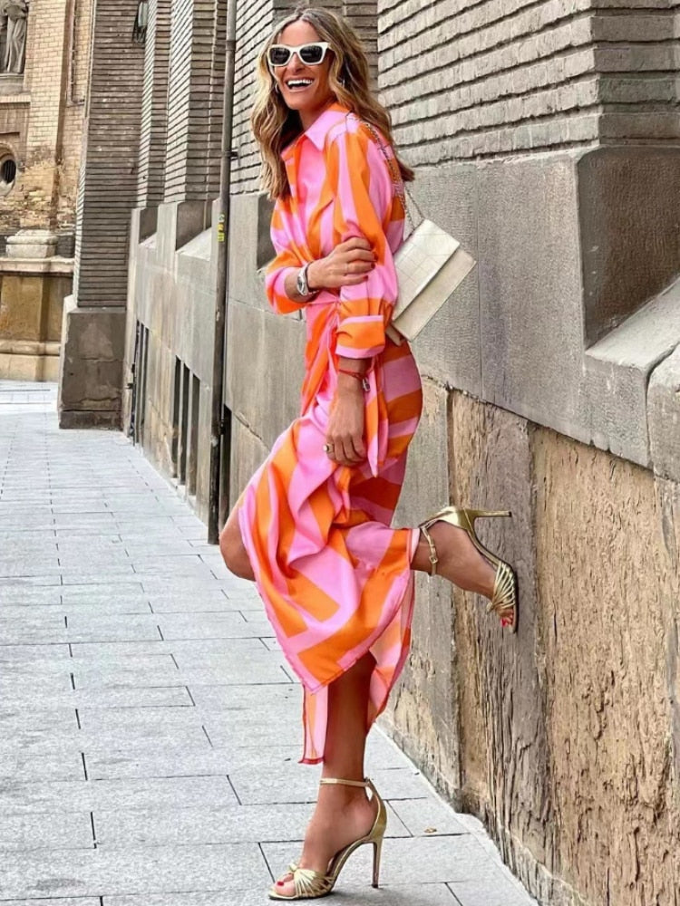 Solana – Printed Wrap Dress with Flowy Elegance