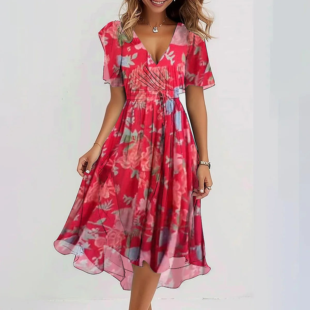 Liza – Colorburst Abstract Elegance Dress