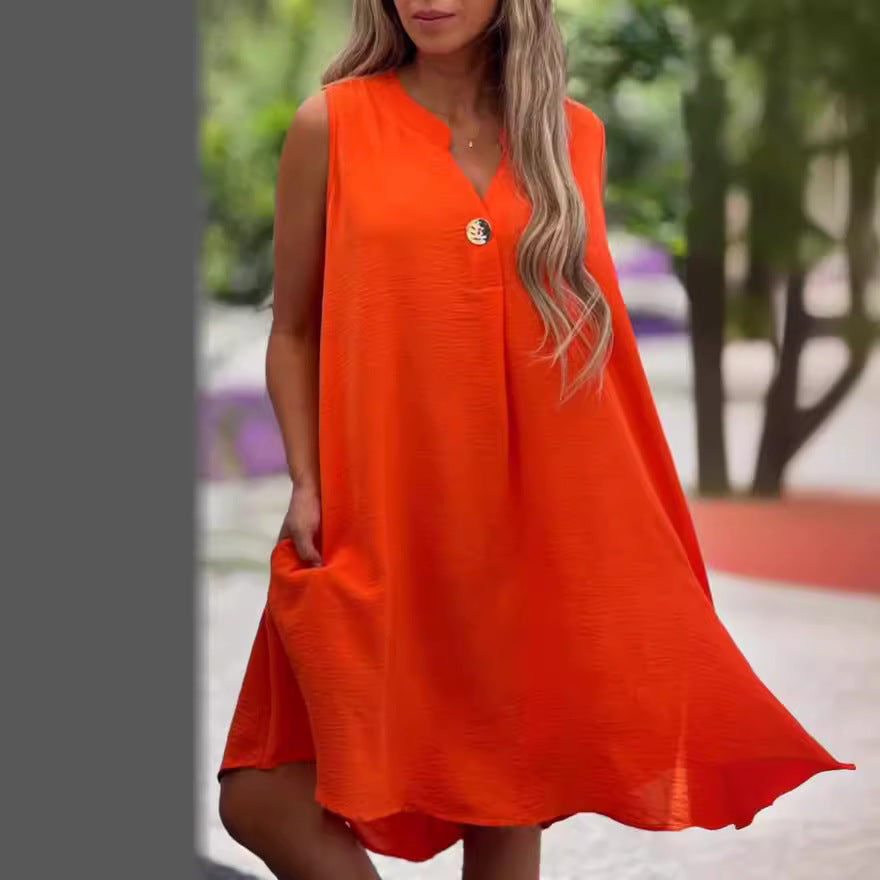 Sheryl – Effortless Sleeveless V-Neck Dress