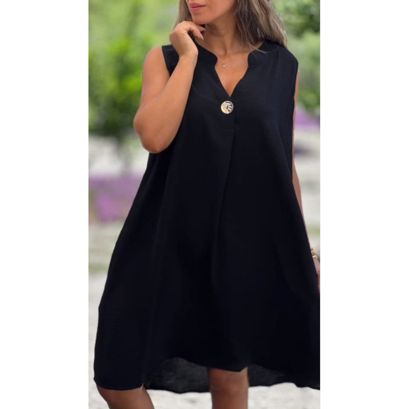 Sheryl – Effortless Sleeveless V-Neck Dress